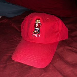 Red Ralph Lauren Polo bear dad hat